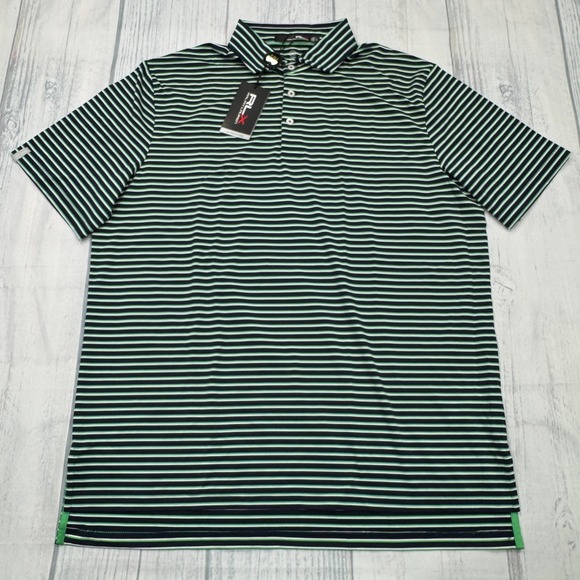 NWT RLX Ralph Lauren Ivy Golf Club Polo Shirt L Green Blue UV Protection Mens
